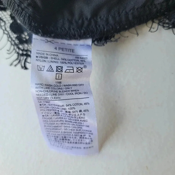 Banana Republic Womenz Black Lace Shift Dress 3/4 Bell Sleeves Mini Petite 4 4P - Picture 8 of 10